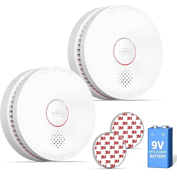 SITERWELL Smoke Detector,Fire Alarm,Magnetic Fastening Kit, Smoke Alarm,Photoelectric Sensor ,Low Battery Warning Function for House, 2Packs