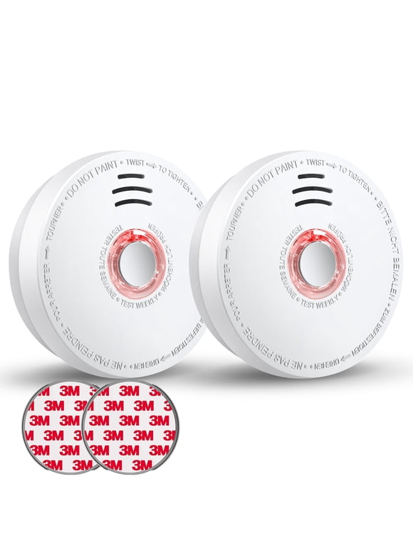 SITERWELL Smoke Detector - Replacable 9V Battery Operated Smoke Alarm with Photoelectric Sensor, 10-Year Life Time Fire Alarm with UL Listed, Fire Safety for Kitchen,Home,Hotel, GS528A, 2 Pack