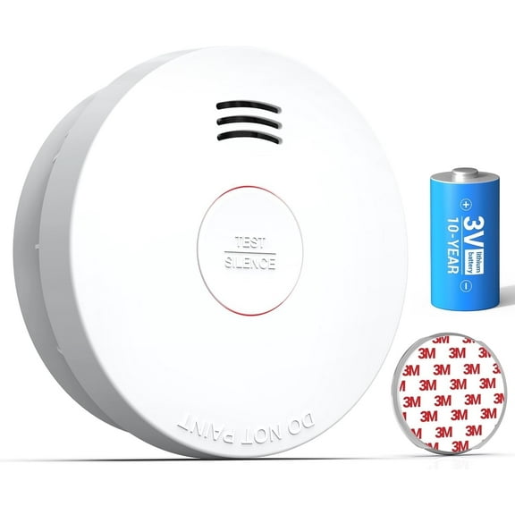 SITERWELL Smoke Detector, 10 Year Battery ,Photoelectric Sensor, Fire Alarm,Low Battery and Fault Warning for House and Bedroom, UL217-9th Listed, GS525A, 1 Packs