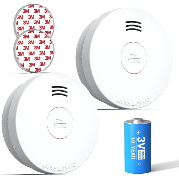 SITERWELL Smoke Detector, Smoke Detector 10 Year Battery with Photoelectric Sensor, Fire Alarm with Low Battery and Fault Warning for House and Bedroom, UL217-9th Listed, GS525A, 2 Packs