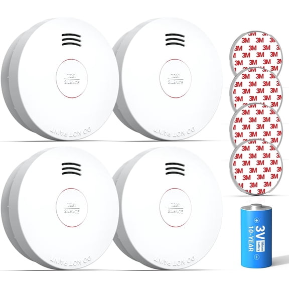 SITERWELL Smoke Detector,Photoelectric Sensor, Fire Alarm,Low Battery,Fault Warning for House and Bedroom, 4 Packs