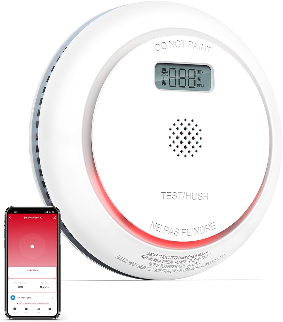 EMNW 百ゼロ / MORE FIRE SITERWELL WiFi Smoke Detector, Smart Smoke and Carbon