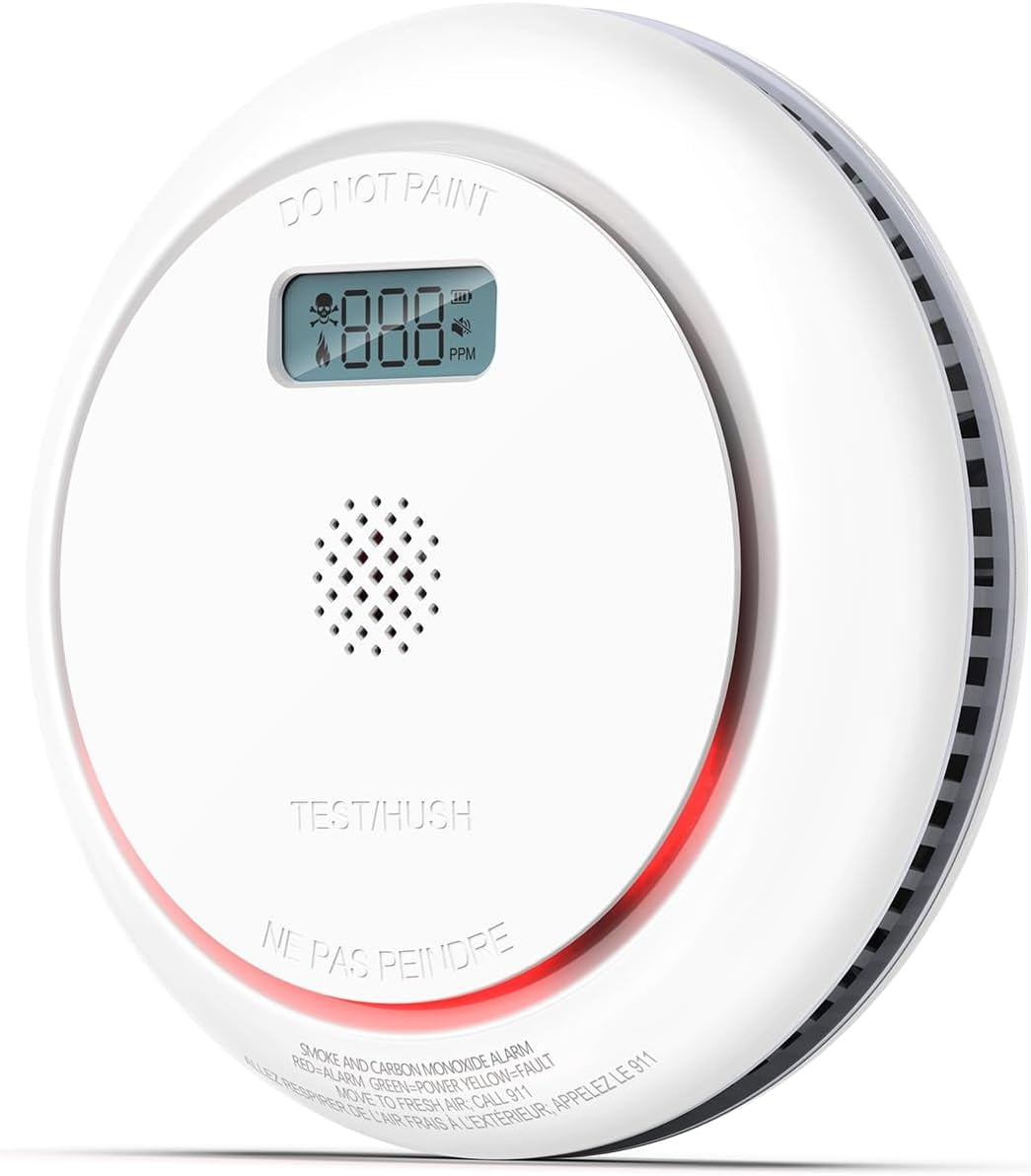SITERWELL Wireless Interconnected Smoke Detector Carbon Monoxide Detector with LCD Display