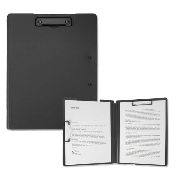 SITHON Foldable Clipboard Folder with Pen Slot, 360° Rotating PP Writing Pad with Dual Low-Profile Metal Clips, Durable A4/Letter Size Document Holder for Office, Classroom & Business