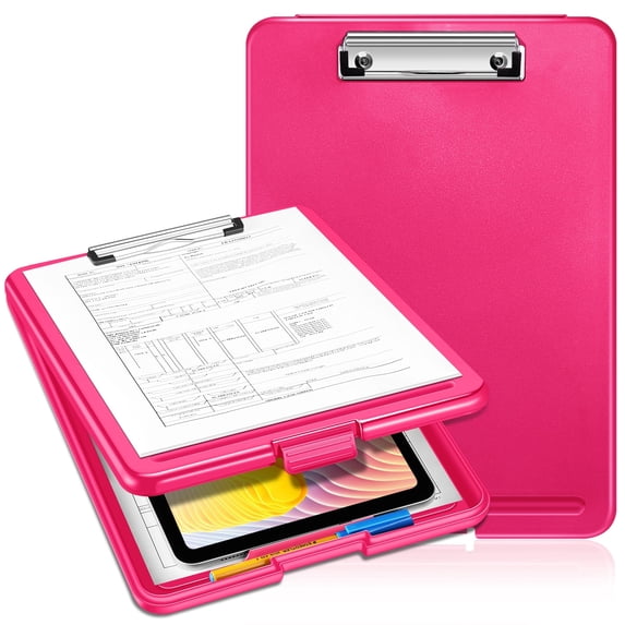 SITHON Nursing Clipboard with Storage, Heavy Duty Portable Writing A4 Clipboard with Compartment Organizer for Nurse Doctor Medical Professionals Teachers Sales Office, Magenta