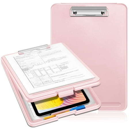 SITHON Nursing Clipboard with Storage, Heavy Duty Portable Writing A4 Clipboard with Compartment Organizer for Nurse Doctor Medical Professionals Teachers Sales Office, Pink