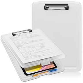 SITHON Nursing Clipboard with Storage, Heavy Duty Portable Writing A4 Clipboard with Compartment Organizer for Nurse Doctor Medical Professionals Teachers Sales Office, Clear