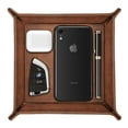 thumbnail image 1 of SITHON Valet Tray Desktop Storage Organizer – Premium PU Leather Catchall Bedside Vanity Nightstand Caddy Holder for Remote Controller, Keys, Phone, Wallet, Coin, Jewelry, Brown, 1 of 8