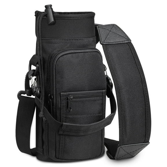 SITHON Water Bottle Carrier Bag with Adjustable Shoulder Strap, Sports Water Bottle Sling Case Holder Sleeve Pouch with 2 Pockets/Hand Strap for Hiking Travelling School Camping