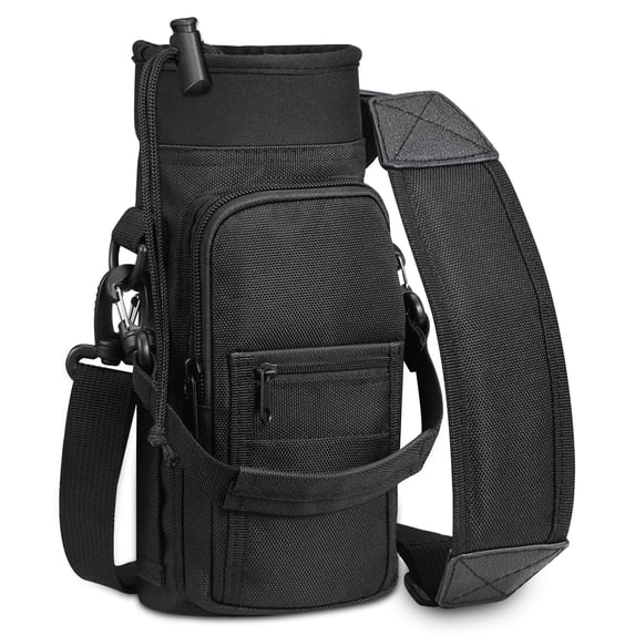 SITHON Water Bottle Carrier Bag with Adjustable Shoulder Strap, Sports Water Bottle Sling Case Holder Sleeve Pouch with 2 Pockets/Hand Strap for Hiking Travelling School Camping