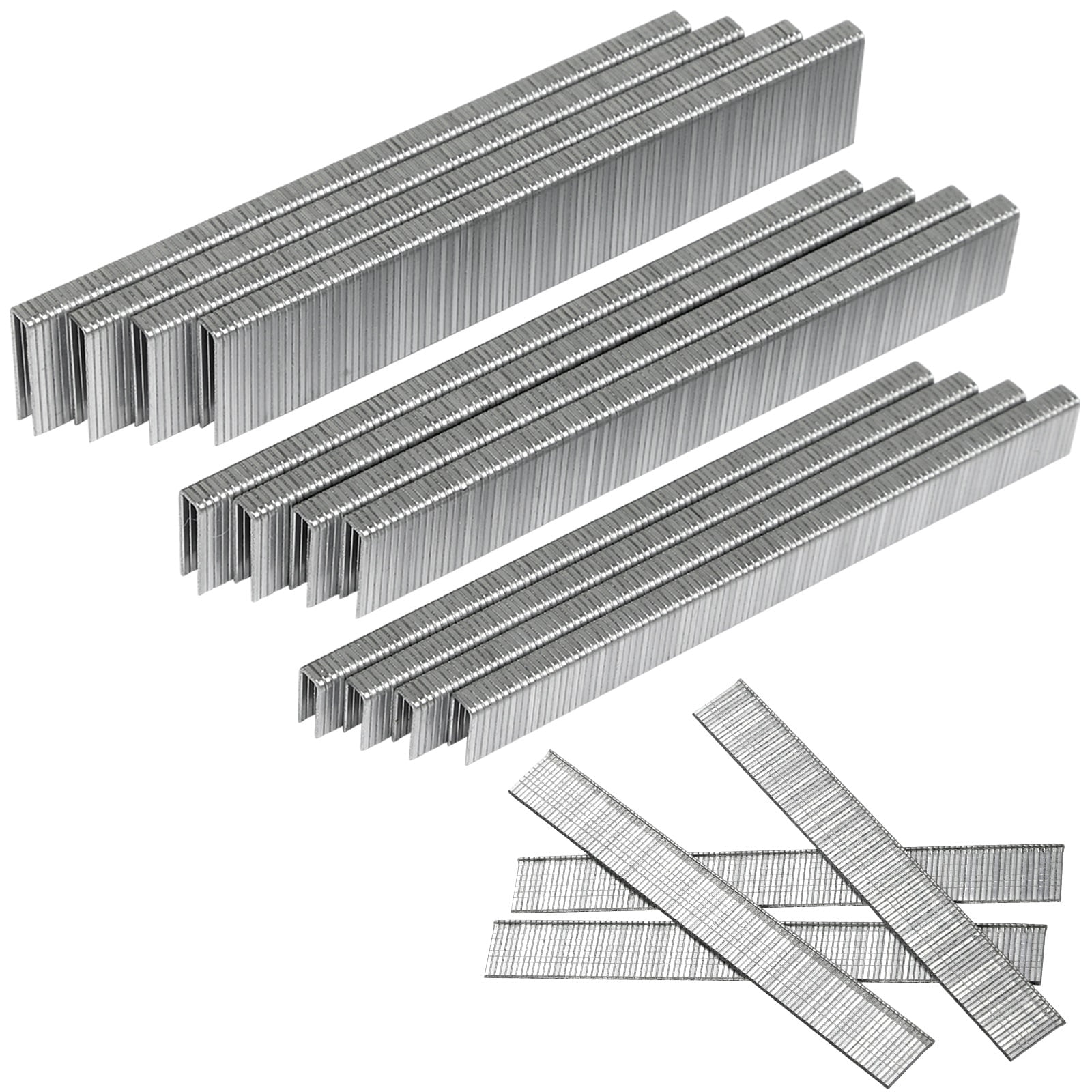 SITLDY 18 Gauge,1600-Count, 1/4 Inch Narrow Crown Staples (1/2"+3/4"+1") and Brad nails (5/8"), 400 per size, Galvanized