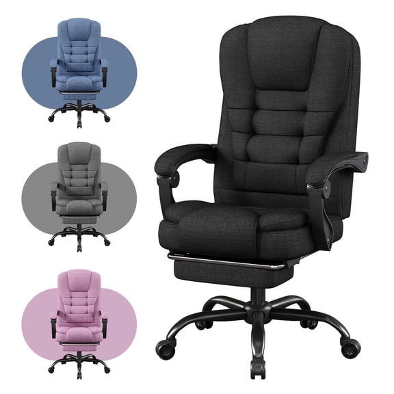 SITMOD Office Chair 300LBS Wide Seat Ergonomic Computer Desk Chair High Back Executive Fabric Chair Adjustable Task Chair Lumbar Back Support with Footrest and Reclining(Black)