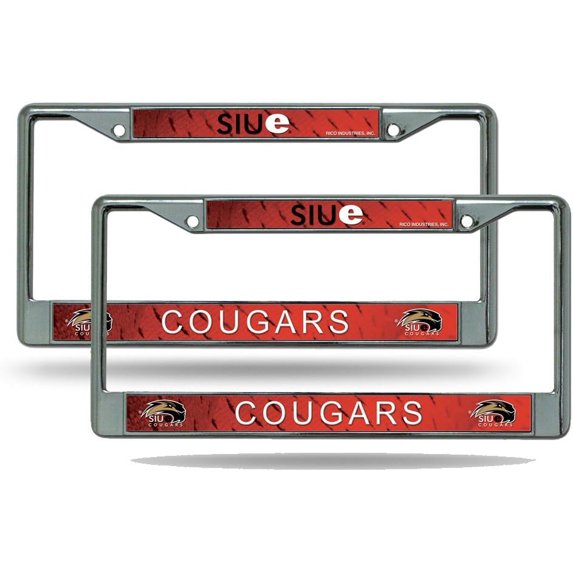 Southern Illinois SIUE Edwardsville Cougars Chrome Metal License Plate Frame - Set of 2 Frames