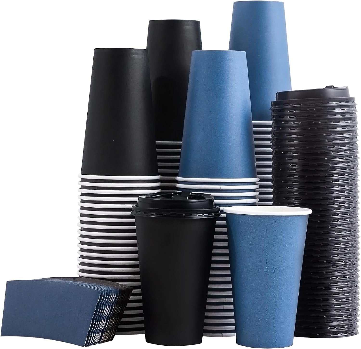 SIUQ 16 oz Insulated Paper Cups for Hot/Cold, Disposable with Lids ...