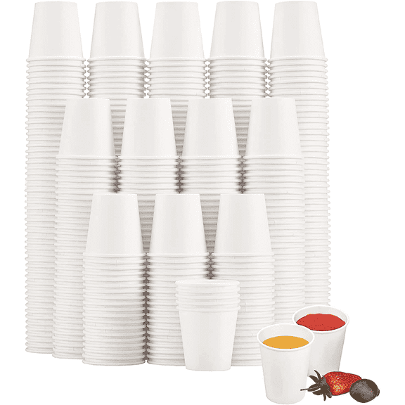 SIUQ 3 oz Paper Cups, Disposable Small Cups for Hot Drink,600 Pack(White )