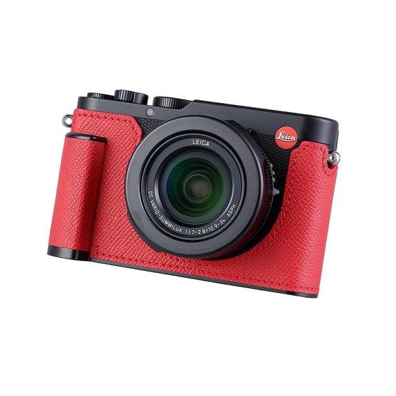 SIUTATDSH Camera Half Case for Leica D-LUX 8, Vintage Metal Genuine Leather Instant Camera Protective Cases Stylish Portable Shockproof (Red) C93