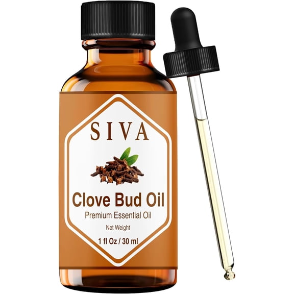 SIVA Clove Bud Essential Oil - 1 Fl Oz 100 % Natural Clove Bud Oil - for Diffuser, Face, Skin Care, Aromatherapy, Hair Care, Scalp and Body Massage - with Dropper