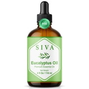 SIVA Eucalyptus Essential Oil - 4 Fl Oz   Natural Eucalyptus Oil - for Diffuser, Face, Skin Care, Aromatherapy, Hair Care, Scalp and Body Massage - with Dropper