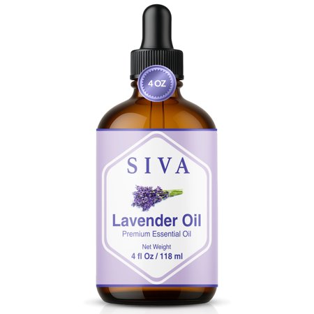 SIVA Lavender Essential Oil - 4 Fl Oz – Natural Lavender Oil - for Diffuser, Face, Skin Care, Aromatherapy, Hair Care, Scalp and Body Massage - with Dropper