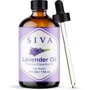 SIVA Lavender Essential Oil - 4 Fl Oz   Natural Lavender Oil - for Diffuser, Face, Skin Care, Aromatherapy, Hair Care, Scalp and Body Massage - with Dropper