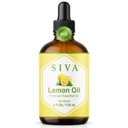 SIVA Lemon Essential Oil - 4 Fl Oz – Natural Lemon Oil - for Diffuser, Face, Skin Care, Aromatherapy, Hair Care, Scalp and Body Massage - with Dropper