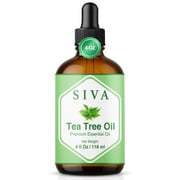 SIVA Tea Tree Essential Oil - 4 Fl Oz   100% Natural Tea Tree Oil - for Diffuser, Face, Skin Care, Aromatherapy, Hair Care, Scalp and Body Massage - with Dropper