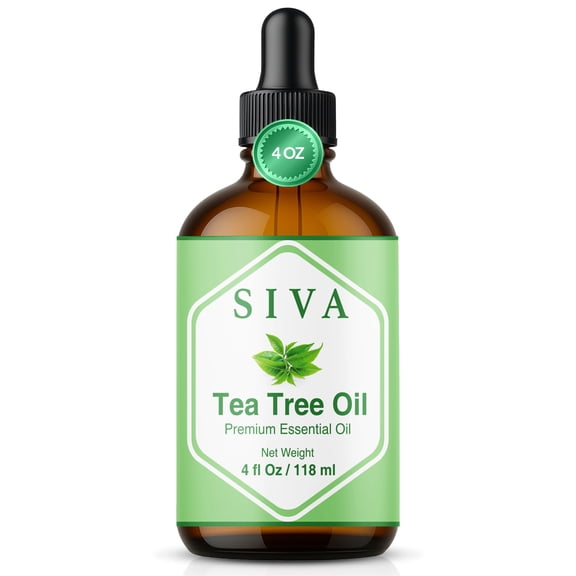 SIVA Tea Tree Essential Oil - 4 Fl Oz 100% Natural Tea Tree Oil - for Diffuser, Face, Skin Care, Aromatherapy, Hair Care, Scalp and Body Massage - with Dropper