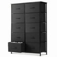 thumbnail image 1 of SIVROCK 10-Drawer Fabric Storage Tower, Dresser, Multi-Use Organizer with Fabric Bins, Steel Frame & Wood Top, Black, 1 of 6
