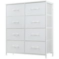 thumbnail image 1 of SIVROCK 8-Drawer Fabric Storage Tower, Dresser, Multi-Use Organizer with Fabric Bins, Steel Frame & Wood Top, White, 1 of 6