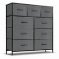 thumbnail image 1 of SIVROCK 9-Drawer Fabric Storage Tower, Multi-Use Organizer with Fabric Bins, Steel Frame & Wood Top, Gray, 1 of 6