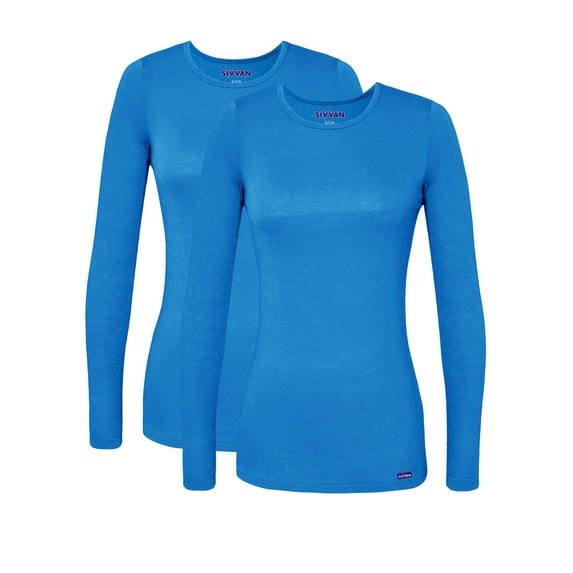 SIVVAN Scrubs For Women - Long Sleeve Comfort Underscrub Tee 2-Pack