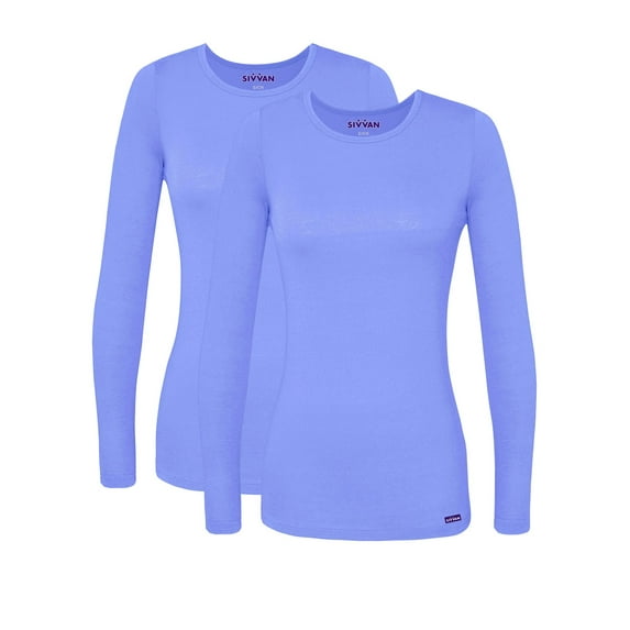 SIVVAN Scrubs For Women - Long Sleeve Comfort Underscrub Tee 2-Pack