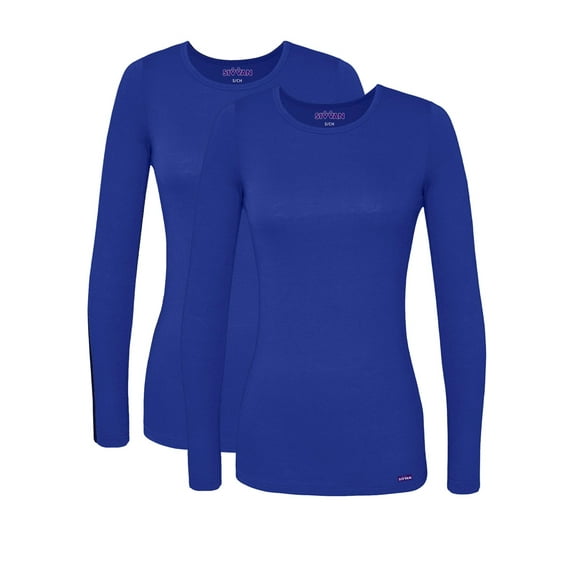 SIVVAN Scrubs For Women - Long Sleeve Comfort Underscrub Tee 2-Pack