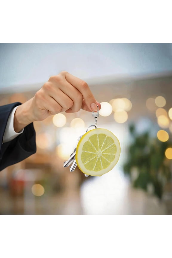 Mini Fruit Keychain Charm - Stylish Novelty Simulated Fruit Keychain Backpack Hanging Ornament Portable Creative Charm / Ideal Gifts(Lemon Slice Style)