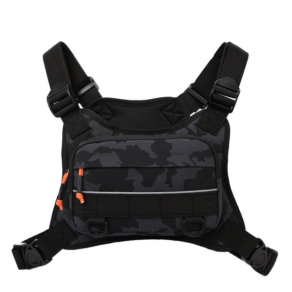 SIX DEER Chest Bag with Reflective Strip, Adjustable Motorcycle Riding Chest Pack, Water Resistant Outdoor Sling Bag for Cycling Hiking Running Camping