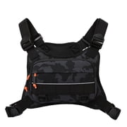 SIX DEER Chest Bag with Reflective Strip, Adjustable Motorcycle Riding Chest Pack, Water Resistant Outdoor Sling Bag for Cycling Hiking Running Camping