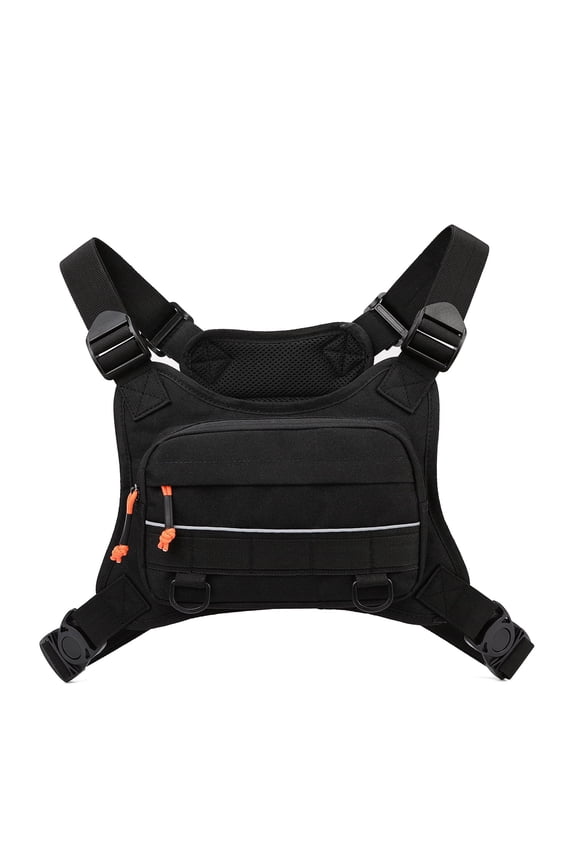 Chest Bag with Reflective Strip, Adjustable Motorcycle Riding Chest Pack, Water Resistant Outdoor Sling Bag for Cycling Hiking Running Camping