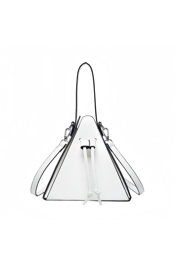 Mini Triangle Crossbody Bag, Trendy Drawstring Shoulder Bag with Top Handle, PU Leather Convertible Shoulder Bag for Women, Stylish Handbag for Daily Use ﻿ ﻿