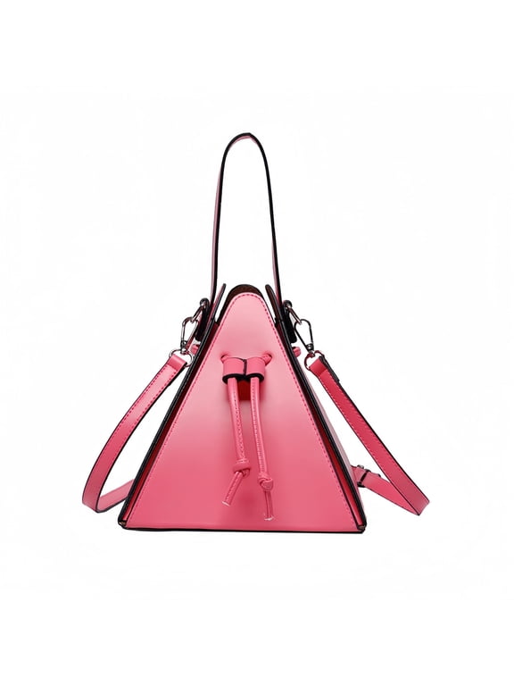 Mini Triangle Crossbody Bag, Trendy Drawstring Shoulder Bag with Top Handle, PU Leather Convertible Shoulder Bag for Women, Stylish Handbag for Daily Use 