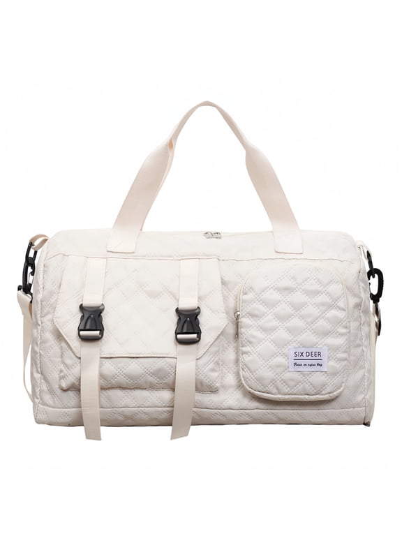 Quilted Travel Duffle Bag, Large Capacity Weekender Overnight Bag with Dry Wet Separation Pocket & Detachable Shoulder Strap, Waterproof Gym Duffle Bag for Women