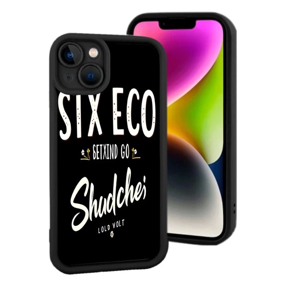 SIX ECO Lightweight iPhone 15 Case - Yellowing Resistant Stylish ' GO ' Design by Shuuchée Cold Volt Pattern