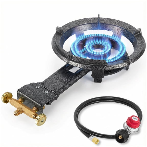 SIXDAY 1 Propane Burner Stove, 90,000 BTU Gas Stove with 0-20 PSI Regulator, Cast Iron Wok, Portable for Outdoor Cooking