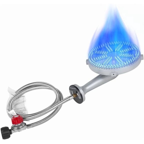 SIXDAY 11.2" Burner Head High Pressure, 200, 000 BTU Cast Iron Burner, 4.1ft Hose & Brass Fitting (Round)