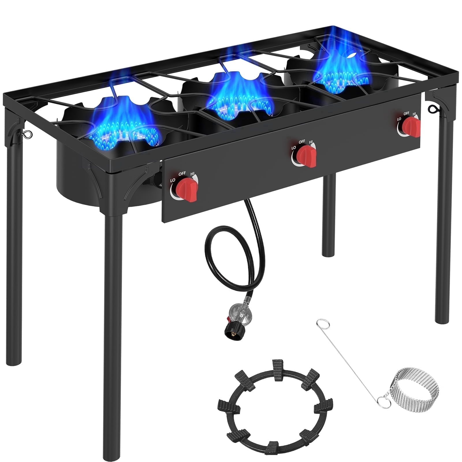SIXDAY 3-Burner 225,000 BTU Propane Outdoor Stove with Removable Legs and Portable Design for Outdoor Cooking
