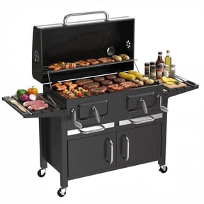 SIXDAY Extra Large Charcoal Grill with Dual Adjustable Charcoal Trays, 3 Enamel Cooking Grates, Outdoor BBQ Smoker