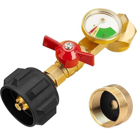 SIXDAY Propane Tank Gauge with Leak Detector, Universal QCC1 Type 1 Gas Level Indicator for 5-40 lb Tanks, Propane Gauge for BBQ Grill, Camping Stove & Heater - 1Pack
