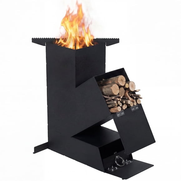 SIXDAY Rocket Stove Portable Wood Burning Stove, Heavy Duty Outdoor Cooking Stove with Steel Construction, Camping Grill for Backyard Cooking, Hiking & Emergency Preparedness