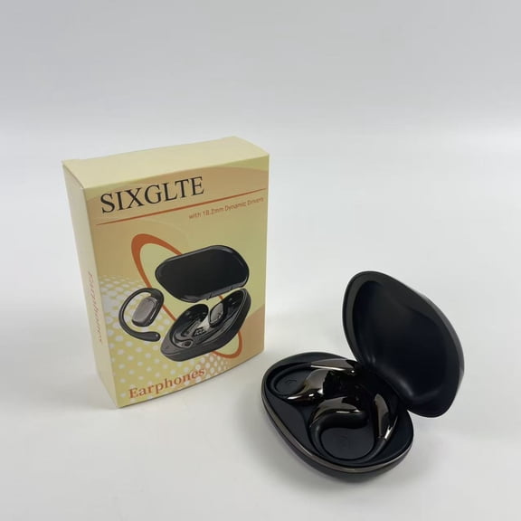 SIXGLTE Earphones,Upgraded Open Ear Headphones,Bluetooth Headphones 6.0 with Smart Digital Display,80H Playtime,IPX7 Waterproof,Touch Control Operate Fit Cycling,Running