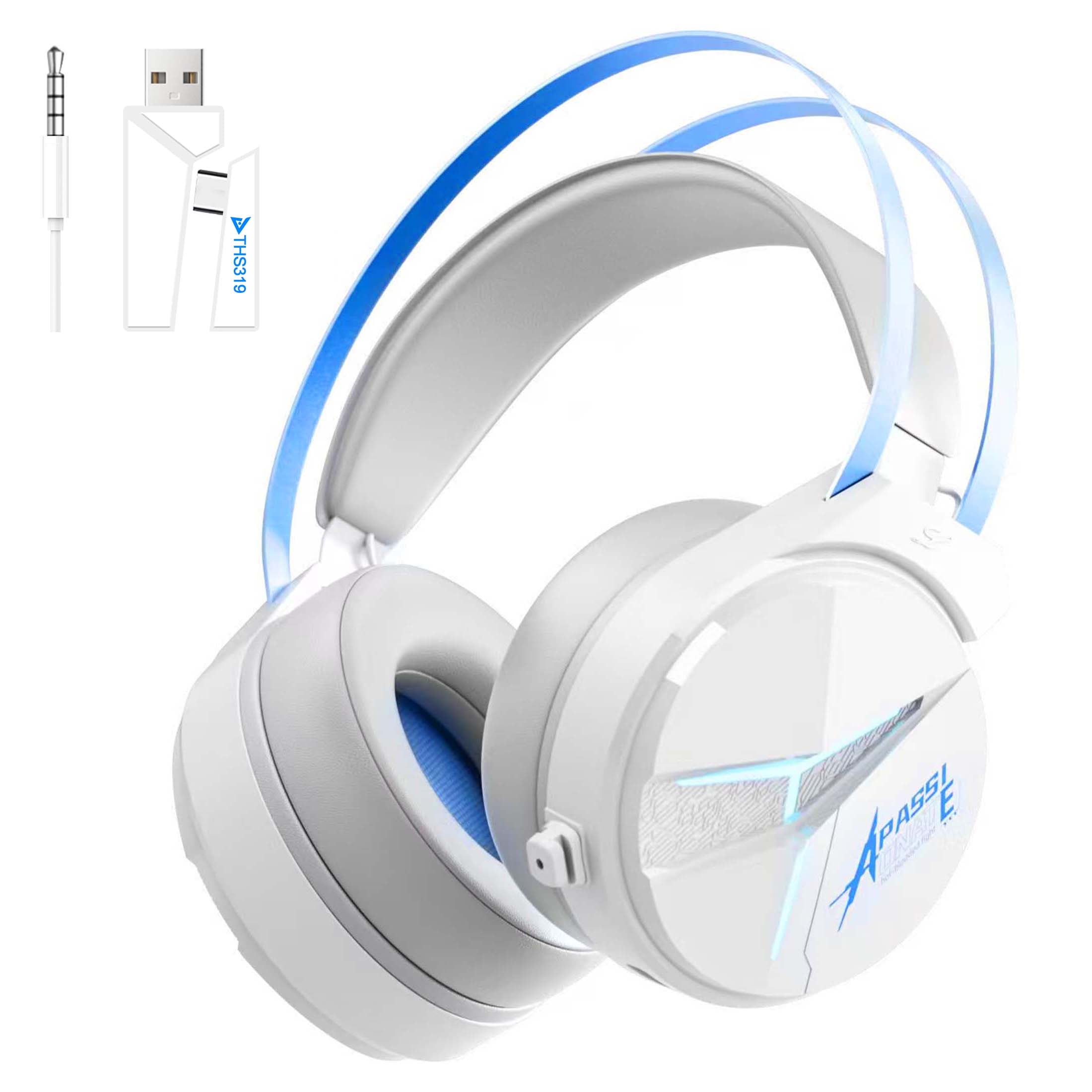 Wireless Gaming Headphone with Noise Canceling Microphone, Bluetooth & 2.4GHz Gaming Headset for PS5 PS4 Switch PC with 7.1 Pro Surround Sound - Sky Blue