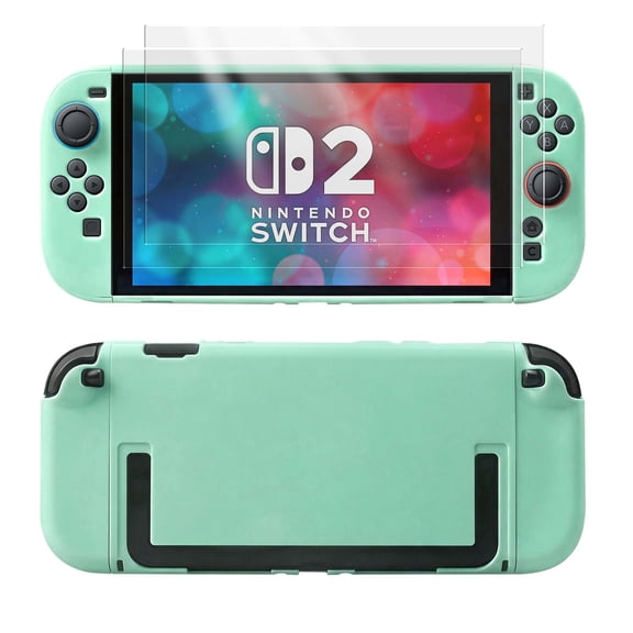 SIXGOLDHUA Switch 2 Case for Nintendo Switch 2 (2025), Dockable Hard Shell Cover PC Protective Case with Screen Protector - Green